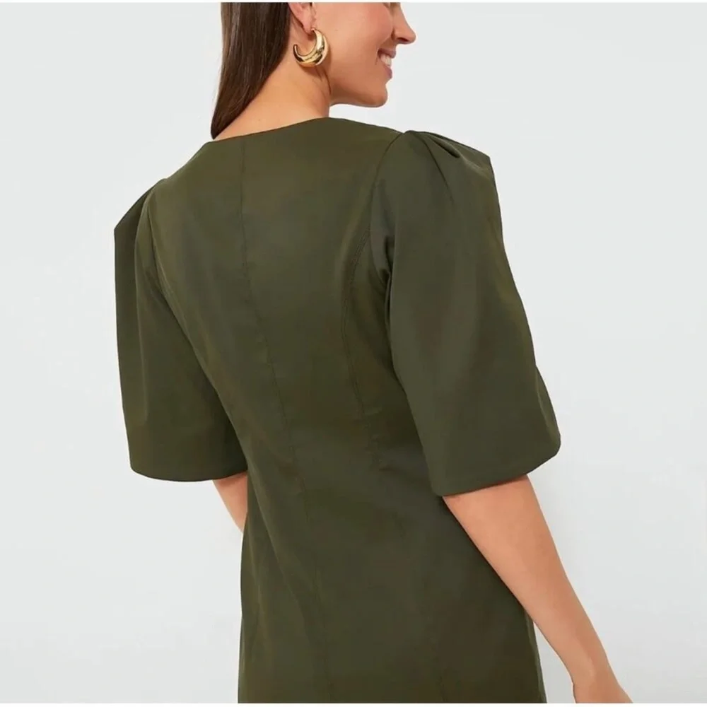 Tuckernuck Olive Twill Ariella Mini Dress XXXL | Puff Sleeve Utility Style NWT - Picture 10 of 12